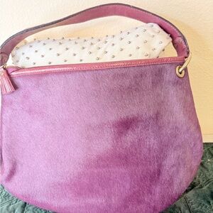 BARELY USED …… ANTONIO MELANI “BERRY COLORED” HAIR CALF TOTE